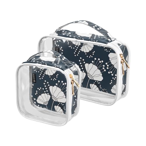 Trousse da toilette con foglie borsa impermeabile per trucchi per donne e uomini organizer per cosmetici in PVC trasparente per viaggi doppia cerniera confezione da 2 Come nella foto