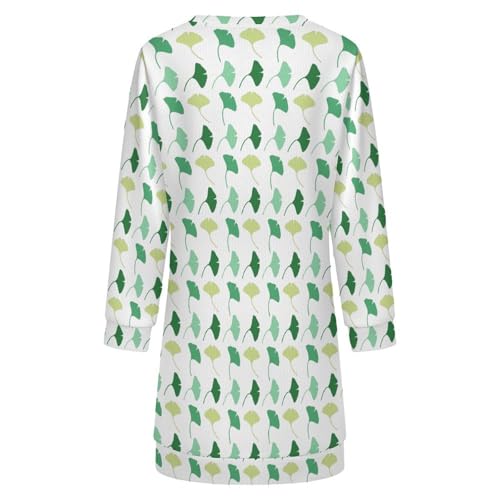 Robe pull à manches longues Ginkgo en tricot doux et extensible vert - 5