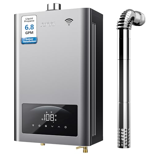 Apus Tankless Water Heater Propane, 140,000 Btu Indoor Installation Up To 6.8 Gpm