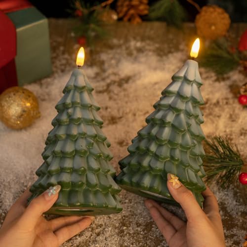 2 Pcs Christmas Tree Night Light Christmas Decorations 6.7x4.2x4.2 In | Decorative Nightlight for Mantel Shelf Bedside Lights for Bedroom Decor Desktop Ornaments Holiday Gifts for Friends Family - image 4