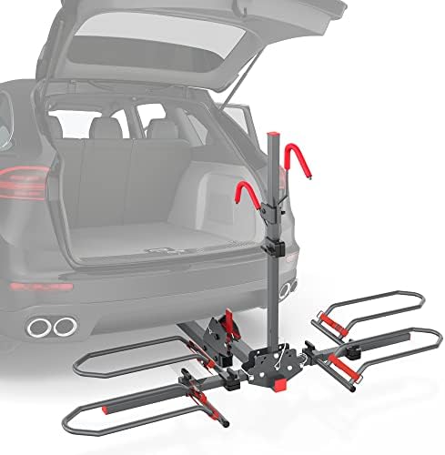 Marvoware Hitch Mounted Bike Rack, Smart Tilting Fold Up Bicycle Carrier for Standard, Fat Tire and E-Bike, 2-Bike 105 lbs Capacity, Suitable for SUV, Trucks