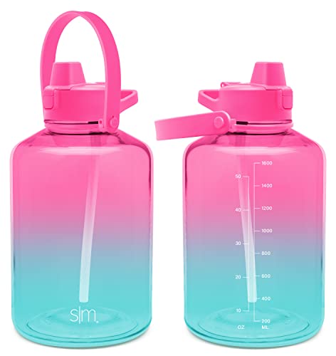 With Push Button Silicone Straw Lid & Motivational Measureme