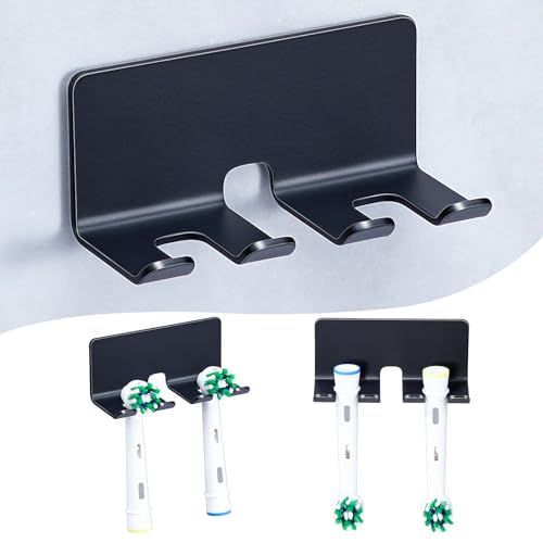 GGQ Zahnbürstenhalter Elektrische Zahnbürste - Zahnbürstenhalter Wand Ohne Bohren Aufsteckbürsten Halter Elektrische Zahnbürste Halterung Selbstklebend Zahnbürstenkopf Halter (Schwarz Klein)