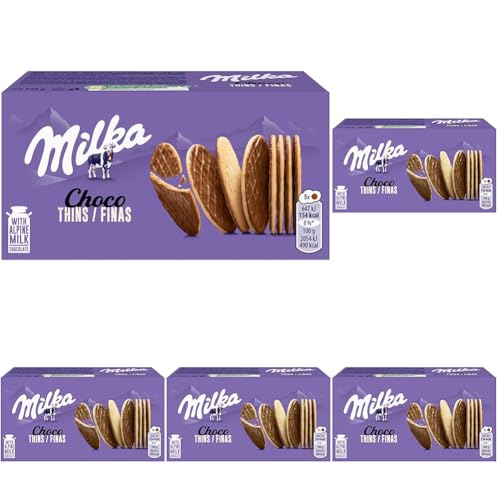 Milka Choco Finas Galletas con Chocolate con Leche de los Alpes, 126g (Paquete de 5)