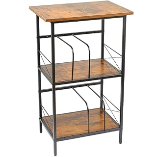 Record Player Stand with 4 Adjustable Dividers, 3 Layer End Table, Vinyl Record Storage Holds 200 LPs, Multi-Functional Record Player Table for Home, Rustic Brown - Les Beatles, Paul McCartney, John Lennon, RIngo Starr, George Harrison