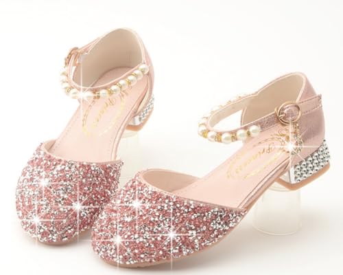 Toddler Girl's Wedding Sandals Glitter Bridesmaids Flower Party Low Heels Mary Jane Princess Dress Up Dress Shoes for Kids4