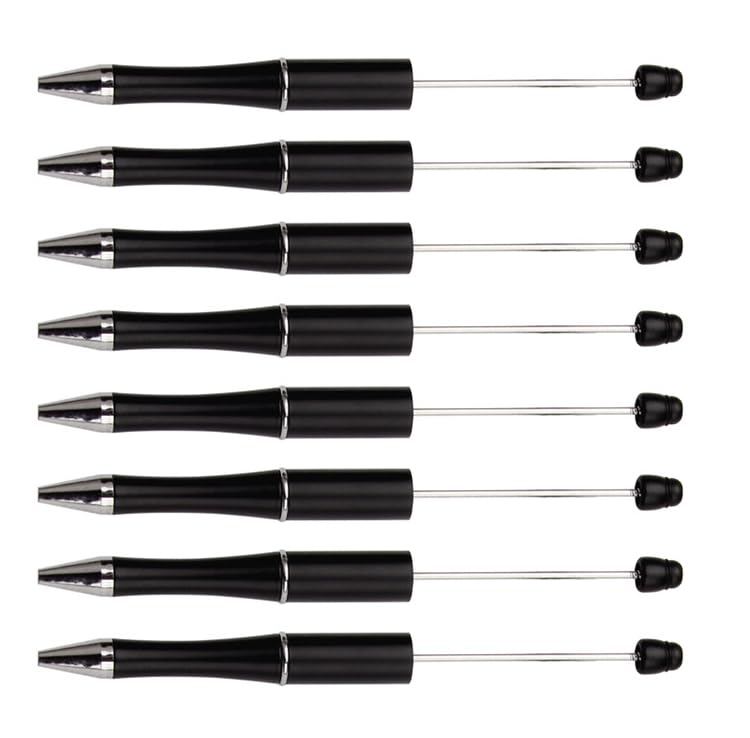Beadthoven 20pcs Plastic Beadable Pen, Bead Ballpoint Pen Shaft Black Ink Bead Pens for DIY Pen Decorations Supplies Office School (Black)