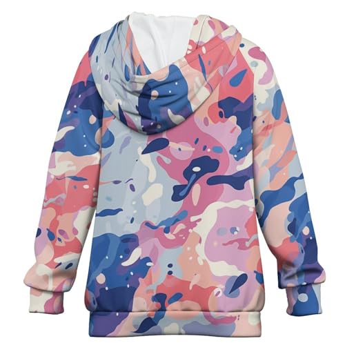 Pink And Purple Camouflage PatternChildren's Raglan Sleeve Hoodie, Suitable for Home And Outdoor Use12-13Y2