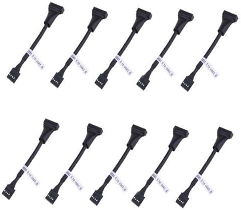 Toptekits 10X Black 19 Pin USB 3.0 Female to 9 Pin USB 2.0 Male Motherboard Cable Adapter Converter