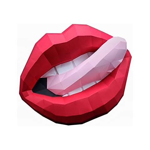 Kit DIY Mund mit Zunge Papercraft Kit Wandtrophäe Pappe 3D Origami Skulptur 3D Puzzle 3D VORGESCHNITTEN Cover