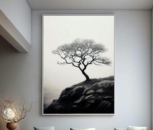 Tableau d'arbre minimaliste 80x120cm pour habiller un grand mur vide