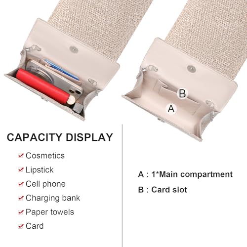 Image of RNIEGA Clutch Purses for Women, Evening Bag with Detachable Chain Ladies Sparkling Party Handbag Wedding Bags