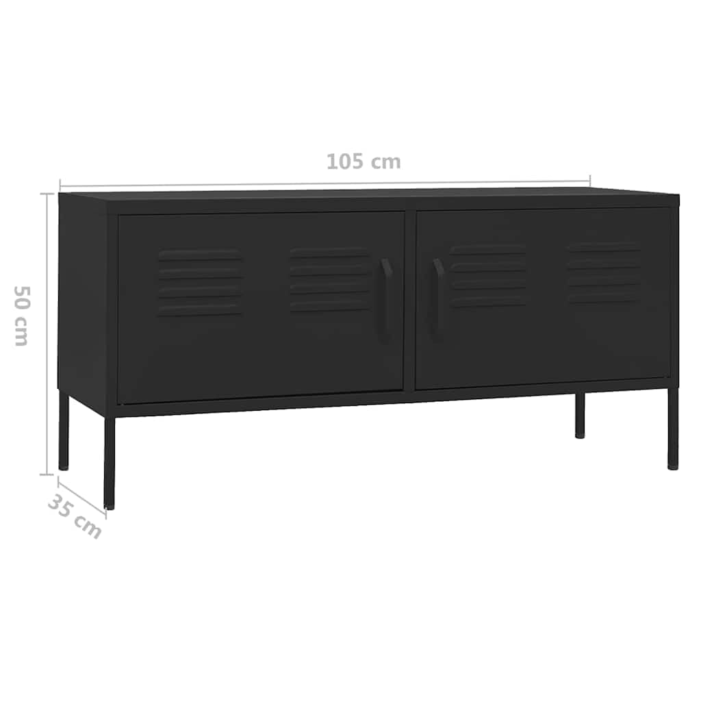 vidaXL Mueble para TV Soporte Mobiliario Aparador Armario Estante Sala de Estar Salón Dormitorio Decoración de Acero Negro 105x35x50 cm