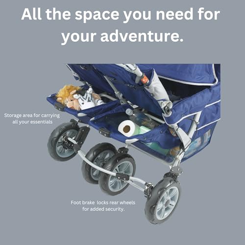 Children’s Factory Infant Toddler SureStop Folding Commercial Bye-Bye Stroller (4-Passenger), Blue