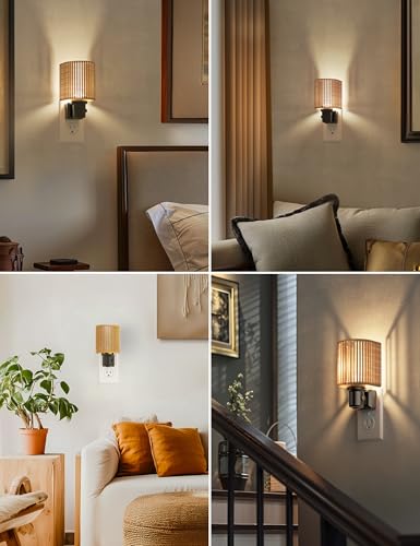 Image of L LOHAS LED Night Lights Plug into Wall, Plug in Night Light Dimmable 100LM | Bohemian Nightlight with Light Sensor, Boho Nightlights, Farmhouse Decorative Warm Bedside Bedroom Bathroom Hallway, 2 Pack