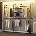 Festisoul Industrial Pipe Clothes Rack with 3 Shelves & LED Light Bar,81 Inch Tall Garment Rack, Wall Mount or Free Standing, Walk-in Closet Organizer, Vintage Style