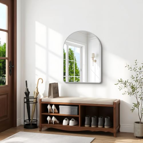 Image of BONEWEI Arched Wall Mirror,30x36 inch Silver Arched Mirror Bathroom,Vanity Mirror for Over Sink Metal Frame,Tempered Glass Arch Mirrors for Bedroom,Entryway,Living Room,Home Decor Shatter-Proof