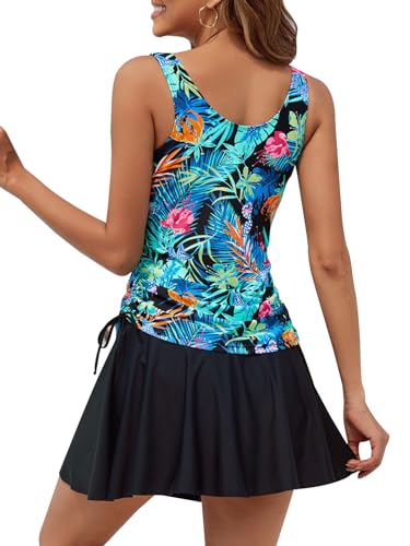 SEAFORM Women's Two-Piece Tankini Swimsuits Tummy Control Bathing Suits False Two-Piece Tankini Top with Swim Dress for Women2