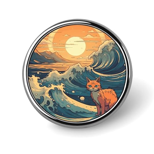 Aluminium Alloy Round Badge Brooch Pins for Men Anime Style Cat Brooches Elegant Pin for Women Fashion Button Badges Brooch Badge for Hats Jackets Shirts