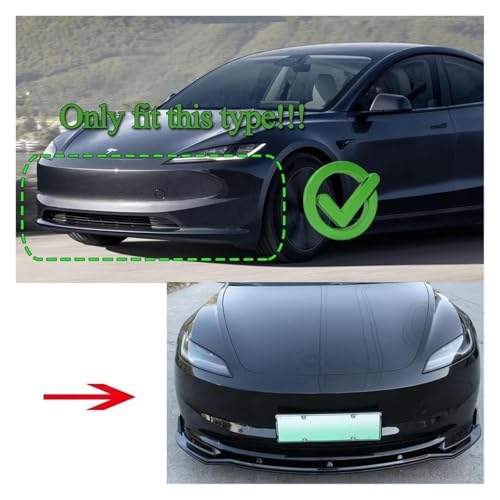 Alerón de parachoques delantero Tesla Model 3 Highland 2024 negro brillante 3