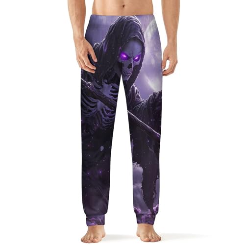 Purple Grim Reaper Mom Men's Pajama Pants Soft Lounge Bottoms Lightweight Jogger for Sleeping