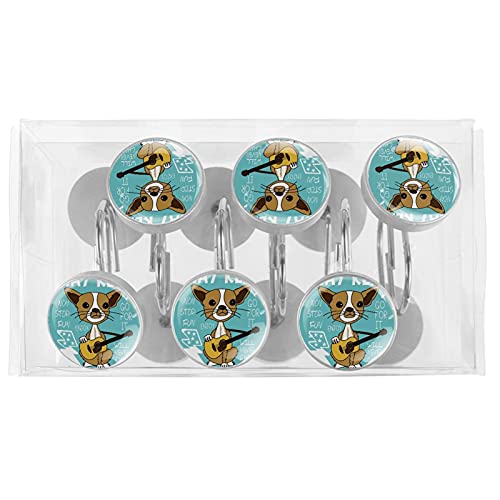 Crochets décoratifs rideau de douche inox anti-rouille chat vert - 6