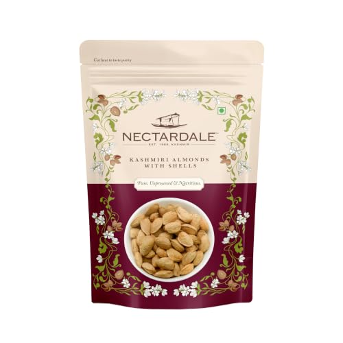 Image of Nectardale Kashmiri Almonds with Shell Pack of 1 | 400g | Premium Whole Almonds in Natural Shell | Crunchy, Fresh & Naturally Nutritious Kashmiri Badam | Ideal for Snacking, Gifting & Everyday Use