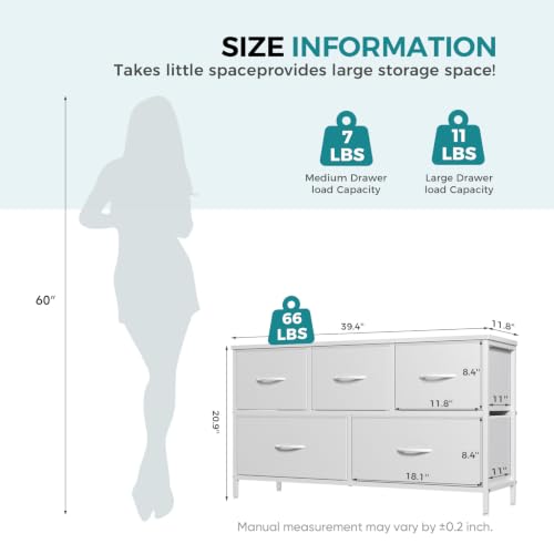 Image of OLIXIS White Dresser for Bedroom, Wide Chest of Drawers for Clothes Storage
