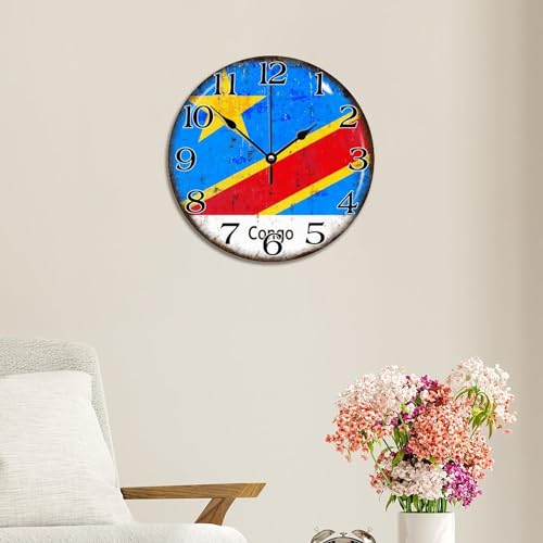Horloge murale Congo en bois de qualité supérieure, cadran sans bruit - 5