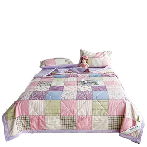 Fansu Algodón Colcha Acolchada Suave Cubrecama Rellenos Finos Toda Temporada Edredón Reversible Colchas Bouti Cama 90/135/150, Manta para Sofa (Patchwork,150x200cm)