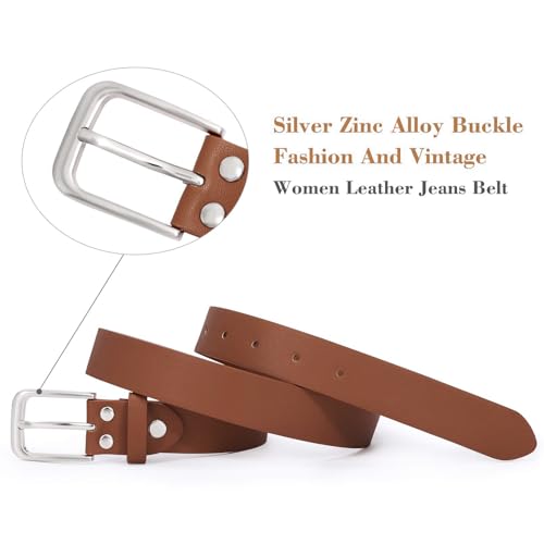 Image of WHIPPY Women Casual Leather Belt for Jeans Pants, Fashion Ladies Waist Dress Belt