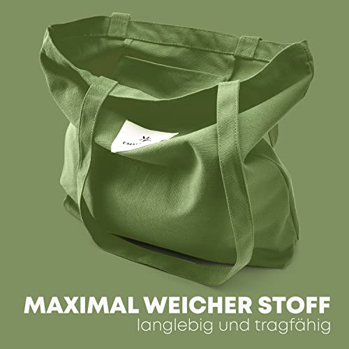 Emma Lund Jute tas - stijlvolle boodschappentas met binnenzak en extra brede bodem - stoffen tas van 38 x 40 cm met lang handvat - perfecte tas als schoudertas of tote bag - Image 7