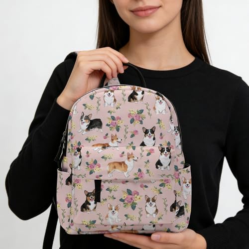 Image of Deanfun Mini Backpack for Women - Cute Dogs Print Small Backpack Purse with Ample Storage and Double Zippers Waterproof Shoulder Straps 3D Graphic Corgi MNSB-425