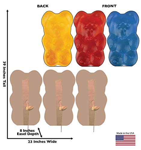 Image of Cardboard People Gummy Bears Cardboard Cutout Standup (3 Pack: Orange, Red and Blue)