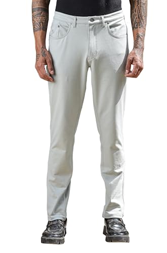 Image of ONE SKY Premium Men's Flexi Waist Casual Pants Cotton Blend Stretchable Chinos | Slim Fit Stylish Office Fashion Trousers for Office, Party | Men Formal Pant