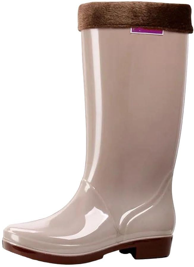 Women's Knee High Rain Boots Waterproof Non-Slip With Fleece Lining For Casual Comfort Daily Commute