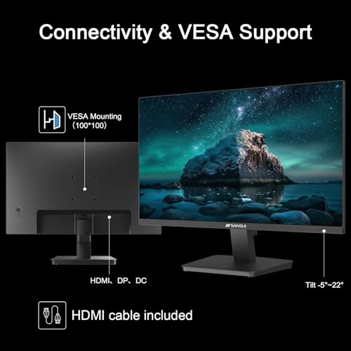 Image of SANSUI 27 Inch Computer Monitor 120Hz, FHD 1080P Flat Monitor, HDMI DP Ports FreeSync, HDR, 110% sRGB, Tilt Adjustable Frameless VESA Compatible for Office and Home (ES-27F2, HDMI Cable Included)