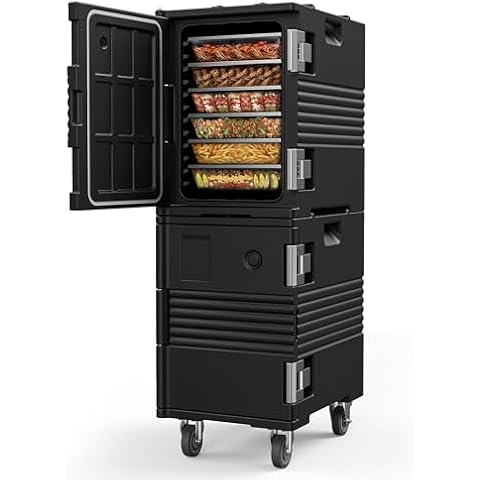 2 Pack 95Qt Food Warmer Insulated Food Carrier with Swivel Casters - 304 Stainless Steel, LLDPE Insulation Up to 6H, Holds 6 Full-Size Pans, Perfect for Christmas Parties Catering Family Gatherings Cover