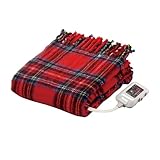 Sugibo(スギボー) 洗える 電気ひざ掛け 日本製 レギュラーサイズ 82×140cm 自動12時オフタイマー (2/4/6時間任意設定可能) 室温センサー ダニ退治 レッドチェック柄