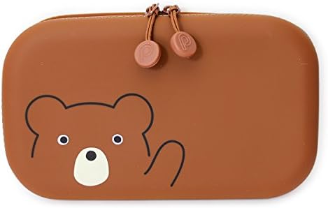 LIHIT LAB PuniLabo Zipper Pouch, 7.5" × 1.5", Bear (A7716-1)