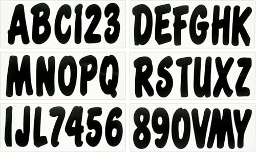 Image of Hardline Products USA Series 200 Factory Matched 3-Inch Boat Registration Kit - Solid Black - Complete 4-in-1 Marine Decal Set with Adhesive Remover & Application Fluid for Boats & PWCs