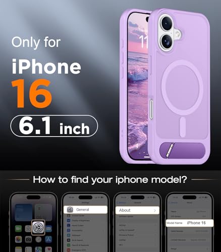 Image of Magnetic Compatible with iPhone 16 Case, [Built-in Invisible Kickstand][Compatible with MagSafe][Military Grade Shockproof] Slim Translucent Matte Phone Case for iPhone 16 6.1 inch
