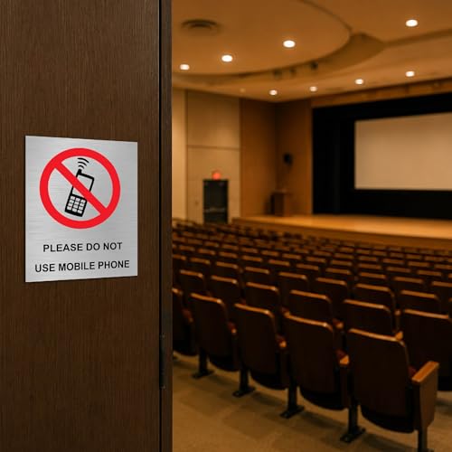 Image of Don't Use Mobile Sign Board Warning Sign Plate for Office, Hospital, Classroom, Lab, Factory Wall Mount, Rustproof, Bold Text,(6x8 Inch Stainless Steel)
