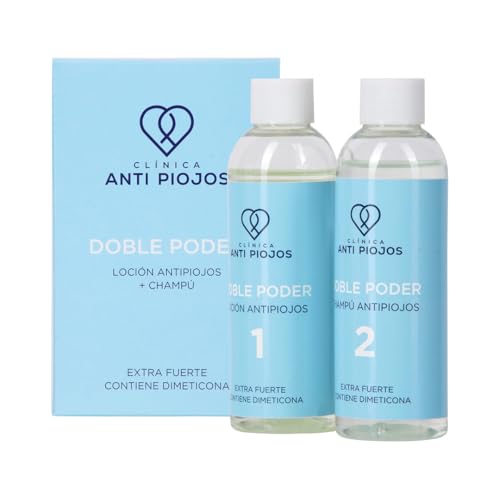 Clínica Anti-Piojos – Champú Premium contra Piojos combinado con Loción de Alta Concentración para Adultos y Niños – Tratamiento Eficaz a Base de Dimeticona con Aroma de Eucalipto y Limón – 2 x 100 ml