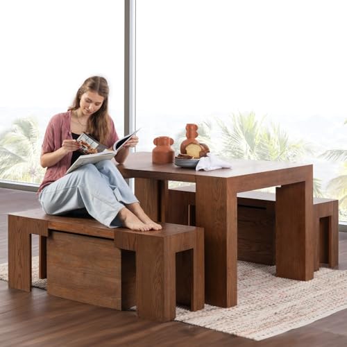 Transformer Table Solid Wood Extendable Dining Table, Brown - image 3
