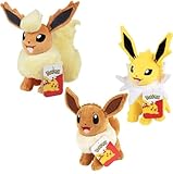 Pokemon 8' Eevee, Jolteon & Flareon Plush 3-Pack - Generation 1 Evolution Figures - Officially Licensed - Authentic Stuffed Animal Toy - Easter Basket Stuffer Gift for Kids, Boys, Girls - 2+
