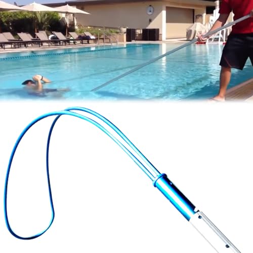 Crochet de sauvetage bleu pour piscine avec perche en aluminium robuste 5m