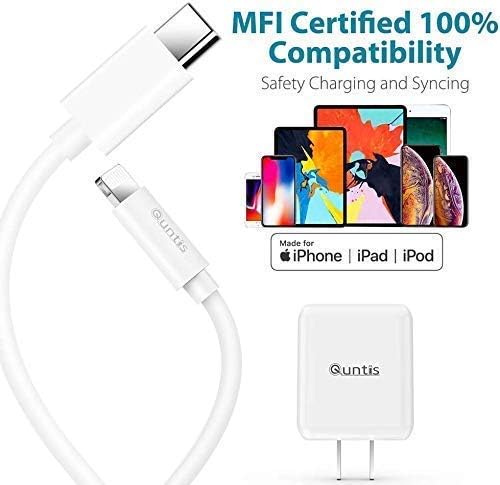 Miniatura 9 de Quntis - Cargador rápido para iPhone, certificado por MFi - 18W USB C con cable cargador de pared de alimentación de corriente de 6 pies de cable