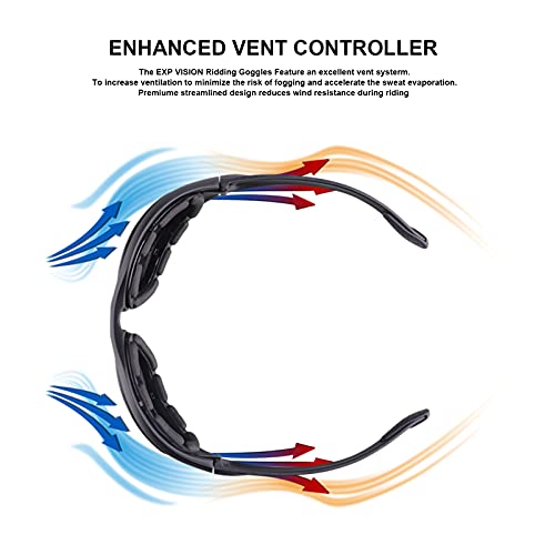 [EXP VISION] Polarized Motorcycle Riding Goggles, Windproof Cycling Glasses UV400 Outdoor Sports Sunglasses Interchangeable Lenses for Running Baseball Golf Driving Fishing Riding Mountain Bike Hiking