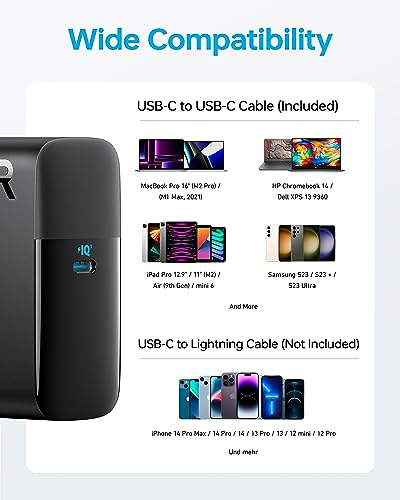 MacBook Pro-oplader, 100W-USB-C-oplader, compacte en opvouwbare snellader met PowerIQ 3.0 voor MacBook Pro, MacBook Air, iPad Pro, iPhone 14, Samsung Galaxy en alle USB-C-apparaten (incl. 1,5m-kabel) - Afbeelding 8